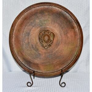 Kreiss Tuscan Italy Studio Pottery & Iron Stand Italian Plate Disc Tuscan
